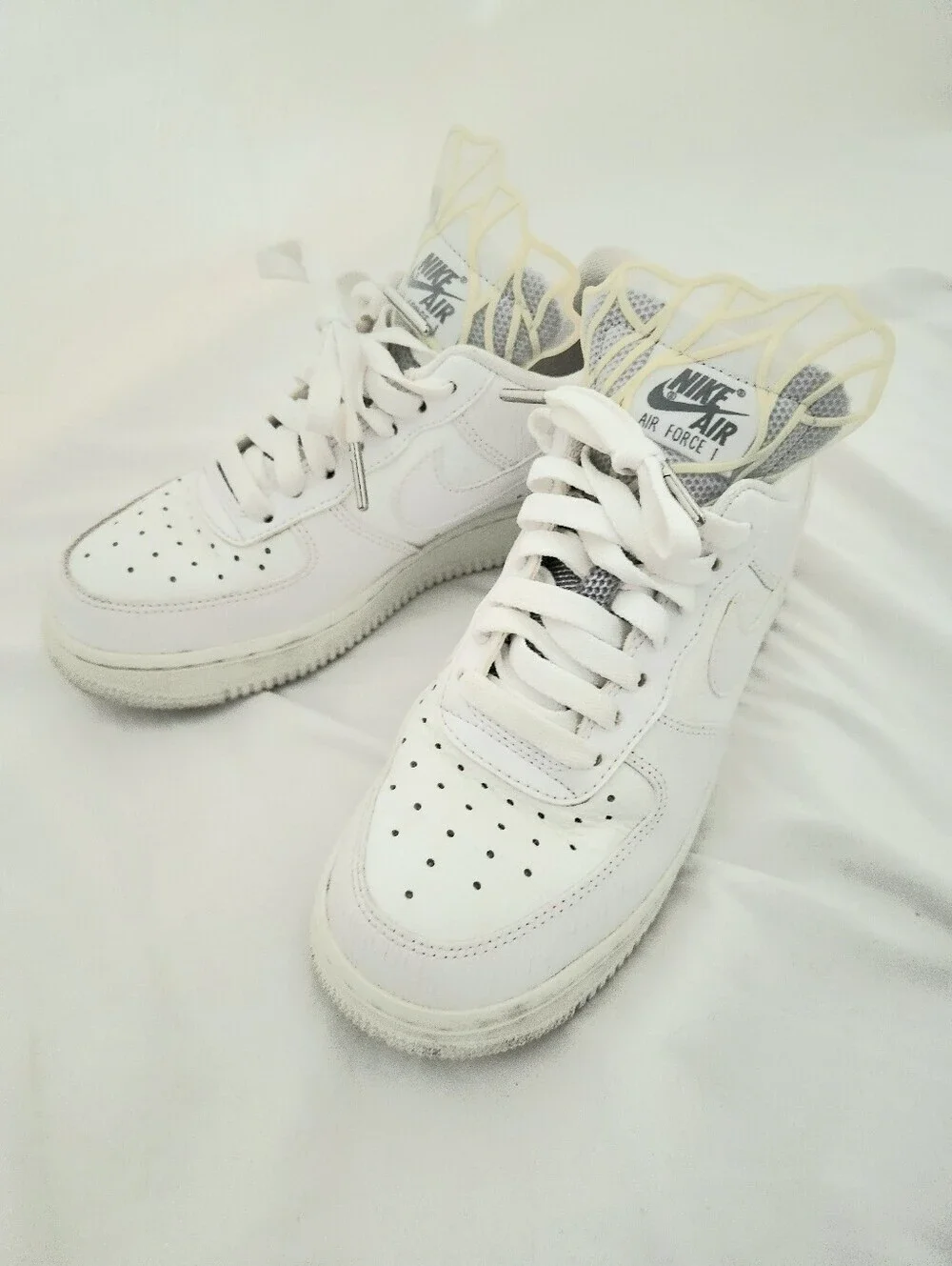 Nike White Leather Low-Top Sneakers with Mesh Tongue
